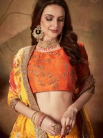 Yellow And Orange Organza Lehenga Choli